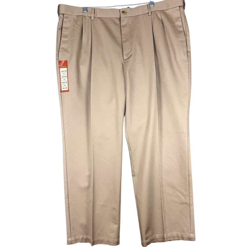 Haggar Work To Weekend Pants Mens 42x29 Beige Classic Fit Khaki 41114957524 NEW